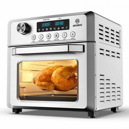 Moosoo 19Qt Air Fryer Oven, Stainless Steel Air Fryer, Healthy Toaster Oven, Family-Style Air Fryers with Air Fryer Cookbook