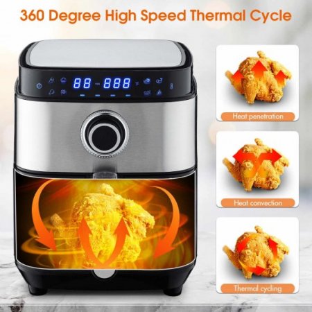 MOOSOO 8-in-1 Air Fryer Stainless Steel Air Fryer Cooker 5Qt Air Fryer Oven with Air Fryer Cooker