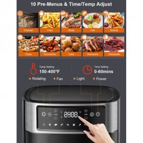 Moosoo 12.6Qt Air Fryer Oven, Oil-Less Air Fryer,Stainless Steel Air Fryers with Time & Temp Dial