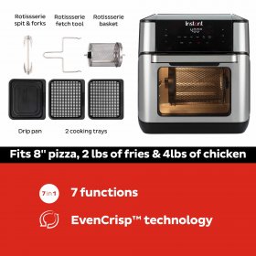 Instant Vortex Plus 10QT 7-in-1 Digital Air Fryer Oven, with Rotisserie Spit, Drip Pan, and 2 Cooking Trays, 1500W (Black, Steel)