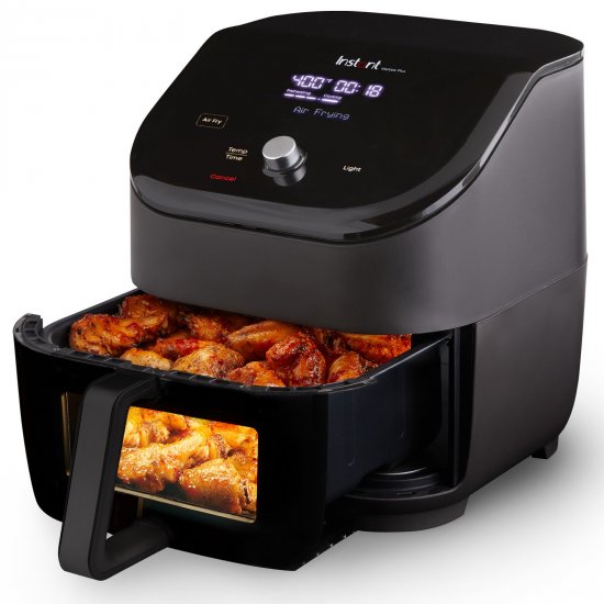 Instant Vortex Plus Air Fryer with ClearCook, 6 Quart, 6-in-1 Air Fry, Roast, Broil, Bake, Reheat, Dehydrate, Black