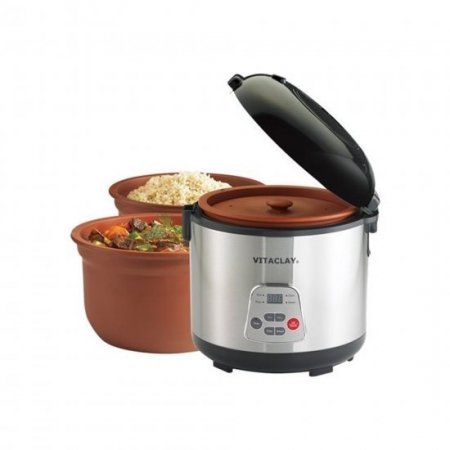 VitaClayR 2-in-1 Rice Slow Cooker & Clay Insert - Round, 6-cup / 3.2-Quart