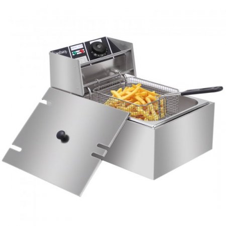 ZOKOP 6.3QT Electric Deep Fryer Countertop Deep Fryer Restaurant Stailless Steel