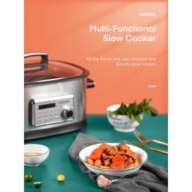 AICOOK 10 in 1 Programmable Multifuctional Cooker, 1500W 6.5 Qt Non Stick Pot, Steaming Rack