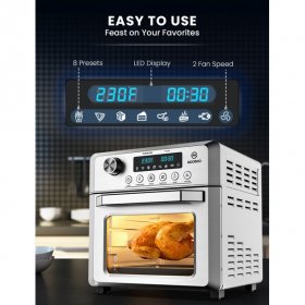 MOOSOO Air Fryer Oven 19QT , 8-in-1 Combo Convection Roaster with LED Display Toaster Oven MA80