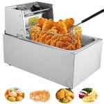 1700W 7.15L Electric Deep Fryer with Removable Basket and Lid, Stainless Steel Countertop French Fryer for Home Kitchen, Ideal for Fish, Turkey, French Fries