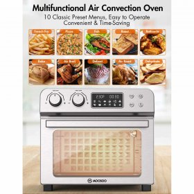 Moosoo 24.3Qt Air Fryer Oven, Air Fryer with Touchscreen Control, Safe Stainless Steel, Air Fryer Cookbook & 6 Accessories
