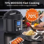 Moosoo 6 Quarts Electric Pressure Cooker, 13-in-1 Instant Pot, Stainless Steel with Auto-Off Function, Fast Heating