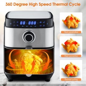 Moosoo Air Fryer 4.7 QT, 8 in 1 Stainless Steel Air Fryer Oven with Digital Screen & Removable Nonstick Basket MA13