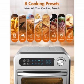 MOOSOO Air Fryer Oven 1500W, 10.6 Quart Air Fryer, Oil-less Electric Air Fryer with Touchscreen, Dehydrator, Rotisserie Oven with Accessories