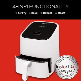 Instant Pot, 2-Quart Vortex Mini Air Fryer Oven, 4-in-1 Oil-Less Cooker, Roaster, Toaster, Crisper, Dehydrater, Warmer & More, White
