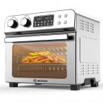 MOOSOO 10-in-1 Air Fryer Toaster Oven, 24 Quart/6 Slices Large Air Fryer Oven, Convection Oven Airfryer with Rotisserie, Dehydrator & Pizza, 100 Recipes & 6 Accessories, 1700 W, Stainless Steel