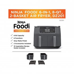 Ninja Foodi DZ201 6-in-1 8-qt. 2-Basket Air Fryer with DualZone Technology