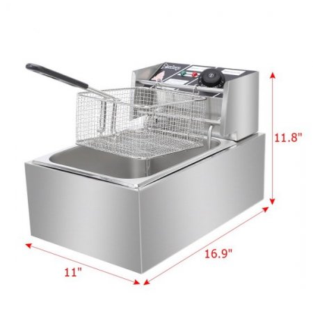 Zimtown 6L 2500W Electric Deep Fryer Commercial Tabletop Restaurant Frying Basket