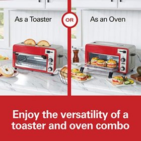 Hamilton Beach Toastation 2 Slice Toaster and Countertop Toaster Oven, Red, 22724