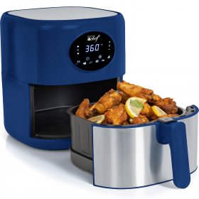 Deco Chef 3.7QT Digital Air Fryer with 6 Cooking Presets, LED Touch Controls, Adjustable Temperature and Time, Detachable Dishwasher Safe Non-Stick Basket, ETL Certified, Blue