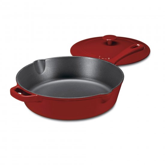 Cuisinart Chef\'S Classic Enameled Cast Iron 12\" (4.5 Qt.) Chicken Fryer-Cardinal Red