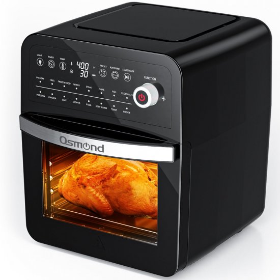 OSMOND 12L/12.6QT Air Fryer Oven, 16 Preset All-in-1 Toaster Oven Combo with LCD Touch Screen 5 Durable Accessories for Bake Rotisserie