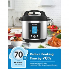 MOOSOO Electric Pressure Cooker 15 in 1 Stainless Steel Instant Pressure Pot With Large LCD Screen 6QT 1000W MP60