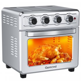OSMOND 22QT 1700W Air Fryer Toaster Oven, 16 in 1 Convection Oven with LED Large Capacity with 5 Accessories Multifuctional for Airfryer Food Roast Turkey