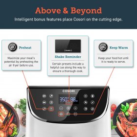 COSORI Air Fryer(100 Recipes, Rack & 4 Skewers) 1500W Electric Hot Oven Oilless Cooker, 11 Presets, Preheat & Shake Reminder, LED Touch Screen, Nonstick Basket, 3.7 QT, Digital-Creamy White