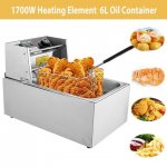 1700W 6.5QT Stainless Steel Electric Deep Fryer with Removable Basket and Lid for Home Kitchen