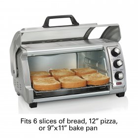 Hamilton Beach 31127 Easy Reach Toaster Oven with Roll-Top Door, Silver