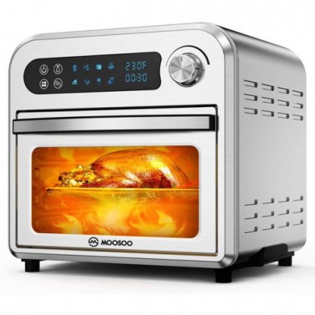 MOOSOO Air Fryer Toaster Oven Combo, 1500W Large Air Fryer Oven 10.6QT With Digital Screen 8 in 1 Convection Oven, Roast, Bake, Broil, Dehydrator, Recipes & Accessories Included, ETL Listed, MA12