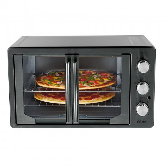 Oster French Door Convection Toaster Oven, Countertop Oven, Metallic & Charcoal