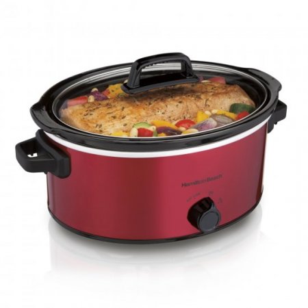 Hamilton Beach Slow Cooker, Large Capacity, Serves 7+, 6 Quarts, Red, 33666