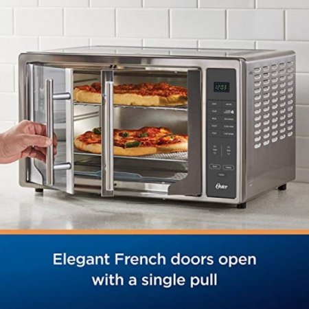 Oster Air Fryer Countertop Toaster Oven | French Door and Digital Controls | Stainless Steel, Extra Large