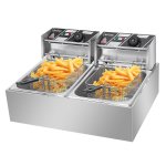Ktaxon Commercial Electric Deep Fryer, Timer and Drain Stainless Steel French Fry & Dual Tanks Commercial