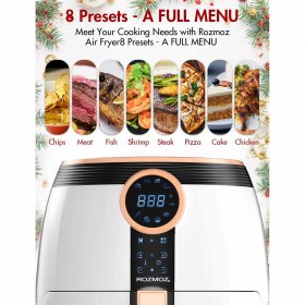 Rozmoz Oil-Less Air Fryers, 8-in-1 Air Fryer, 5.2Qt with Air Fryer Cookbook, Temp/Time Control, Auto-off Protection