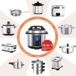 MOOSOO 10-in-1 Stainless Steel Electric Pressure Cooker 6qt Instant LCD Digital Pressure Pot, Yogurt Maker, Food Steamer, Slow Cooker, Rice Cooker & More