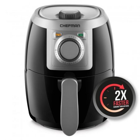 Chefman TurboFry Air Fryer w/ Adjustable Temp Control, Black, 2-Quart