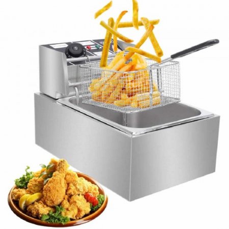 Deep Fryer Electric Deep Fryer with Basket and Lid, Large Capacity Deep Fryer Donut Deep Fryer, SEGMART Commercial Deep Fryer Stainless Steel Deep Fryer for Kitchen/Home Use, 6.3QT/6L/2500W, H622