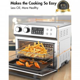 Moosoo 10-in-1 Air Fryer Oven 24.3QT Capacity Toaster Oven Stainless Steel with Air Fryer Cookbook