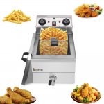 ZOKOP 1500W Electric Deep Fryer 12.5QT Commercial/Home Stainless Steel Restaurant Fry Basket