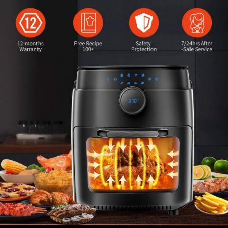 Moosoo 12.7 Qt Air Fryer Oven, 8-in-1 Air Fryers, Health Air Fryer with Air Fryer Cookbook 100 Recipes