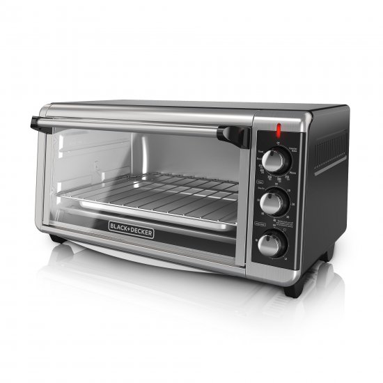 BLACK+DECKER 8-Slice Extra-Wide Stainless Steel, Black Convection Countertop Toaster Oven, Stainless Steel, TO3250XSB