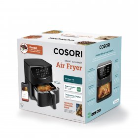 Cosori Smart 5.8-Quart Air Fryer with Bonus Skewer Rack Set, 1700-Watt Programmable Base for Air Frying & Roasting, 11 Cooking Presets, Preheat & Shake Reminder, Black