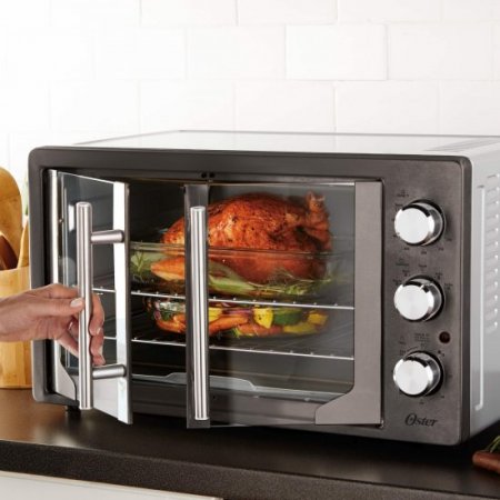 Oster French Door Convection Toaster Oven, Countertop Oven, Metallic & Charcoal