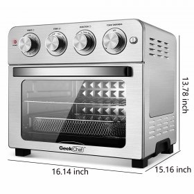 Geek Chef Air Fryer Toaster Oven, 6 Slice 24.5 Quart Convection Airfryer Countertop, Silver