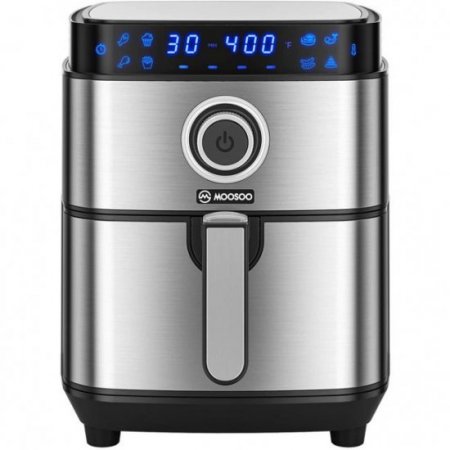 Moosoo Air Fryer 4.7 QT, 8 in 1 Stainless Steel Air Fryer Oven with Digital Screen & Removable Nonstick Basket MA13