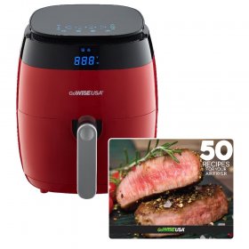 GoWISE USA 5-Quart 8-in-1 Touchscreen Air Fryer (Red), GW22826 + 50 Recipes For your Air Fryer Book