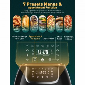 Rozmoz 7-in-1 Air Fryers, 4.2 Quart Air Fryer with Large Touchscreen, Air Fryer Cookbook
