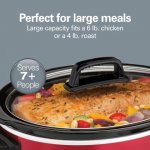 Hamilton Beach Slow Cooker, Large Capacity, Serves 7+, 6 Quarts, Red, 33666