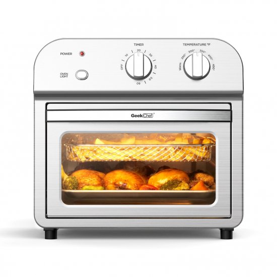 Geek Chef Air Fryer Toaster Oven, 4 Slice Convection Airfryer Countertop Oven,Reheat, Fry Oil-Free, Stainless Steel,1500W