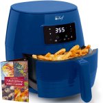Deco Chef 5.8QT Digital Electric Air Fryer with Accessories and Cookbook- Air Frying, Roasting, Baking, Crisping, and Reheating for Healthier and Faster Cooking (Blue)