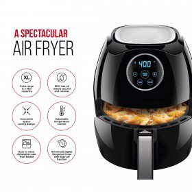 Chefman Digital Air Fryer Oven, Dishwasher-Safe Parts, Black, 6.5 Quart